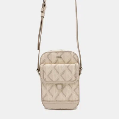 Pre-owned Dior Hit The Road Vertical Pouch Cddiamond White Pvc Leather