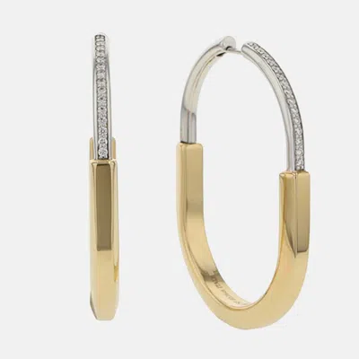 Pre-owned Tiffany & Co Padlock Extra Large 18k White Gold Yellow Gold Earring
