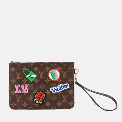 Pre-owned Louis Vuitton Monogram Patches City Pouch In Brown