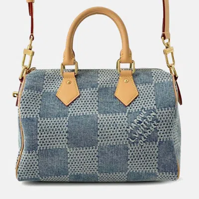 Pre-owned Louis Vuitton Blue Damier Denim Speedy Bandouliere 25
