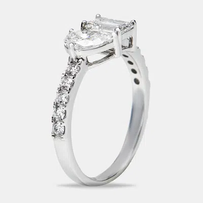 Pre-owned The Diamond Edit 1.30 Cts Lab Grown Diamond 18k White Gold Ring Size 53