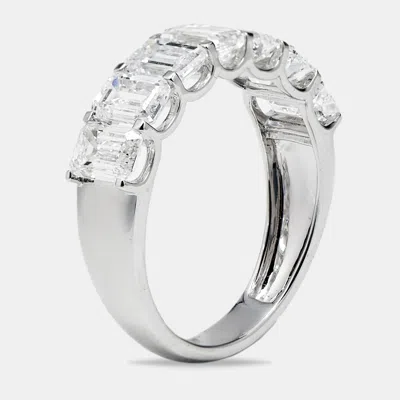 Pre-owned The Diamond Edit 2.95 Cts Emerald Cut Lab Grown Diamond 18k White Gold Ring Size 52