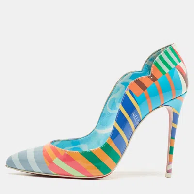 Pre-owned Christian Louboutin Multicolor Printed Patent Leather Hot Chick Pumps Size 36