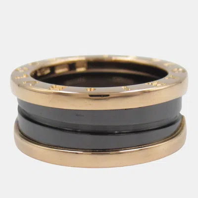 Pre-owned Bvlgari B-zero1 Ceramic 18k Pink Rose Gold Black Eu 50
