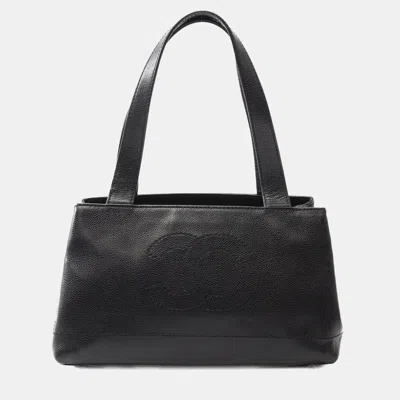 Pre-owned Chanel Coco Mark Tote Shoulder Bag Calf Leather Black Ghw