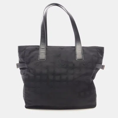 Pre-owned Chanel New Travel Line Gm Tote Shoulder Bag Leather Nylon Canvas Bk Ghw
