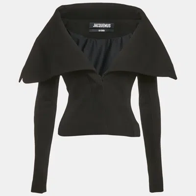 Pre-owned Jacquemus Black Jersey Draped Collar The Cuadrada La Casa Jacket S