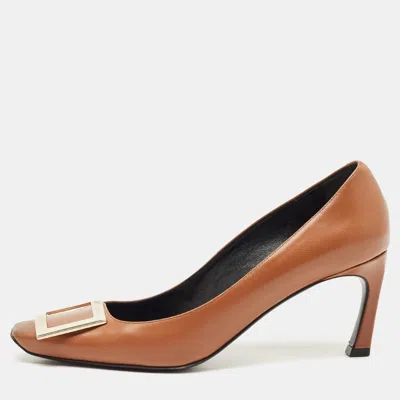 Pre-owned Roger Vivier Brown Leather Trompette Pumps Size 37.5