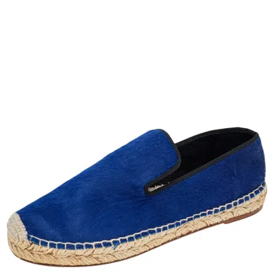 Pre-owned Celine Blue Calf Hair Espadrille Flats Size 37