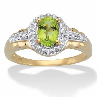 Palm Beach Jewelry 1.07 Cttw. Genuine Peridot And Topaz Gold-plated Sterling Silver Halo Ring