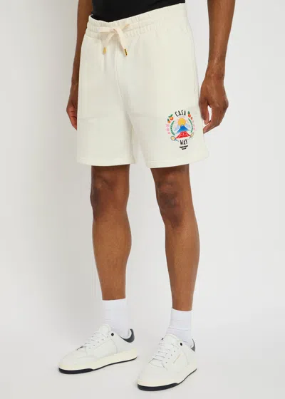Casablanca Mens Casa Way Mountain Cotton-jersey Sweat Shorts In White