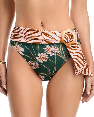 Patbo Botanic Retro High Waist Bikini Bottoms Dark Green In Green