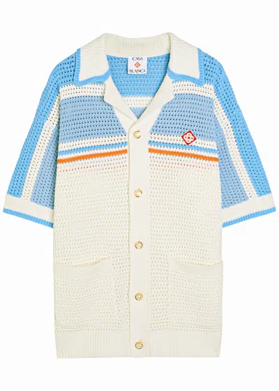 Casablanca Cotton Knit Tennis Shirt In White