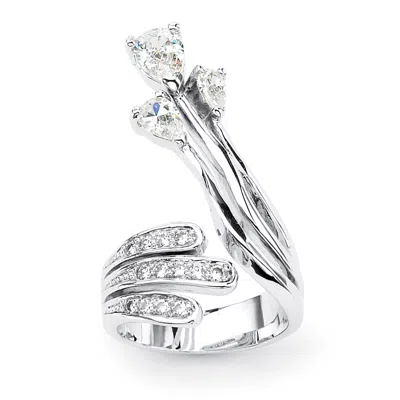 Palm Beach Jewelry 1.56 Tcw Pear-cut And Round Cubic Zirconia Platinum-plated Crossover Ring