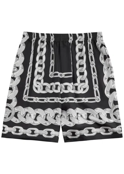 Versace Men Medusa Chains Silk Shorts