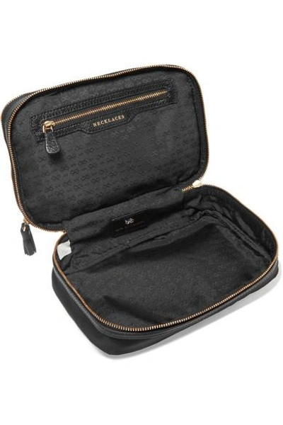 Shop Anya Hindmarch Textured Leather-trimmed Shell Jewelry Case In Black