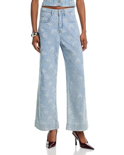 Cinq À Sept Cinq A Sept Petite Bouquet High Rise Jeans In Cornflower Multi In Blue