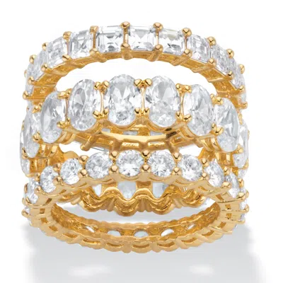 Palm Beach Jewelry 13.56 Cttw. Multi-cut Cubic Zirconia Gold-plated 3-piece Eternity Ring Set
