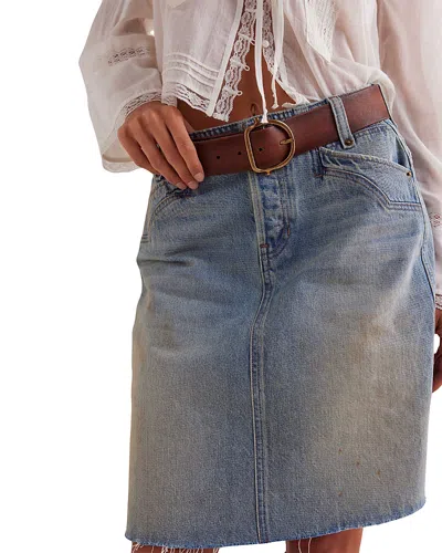 Free People Suzy Raw Hem Denim Midi Skirt