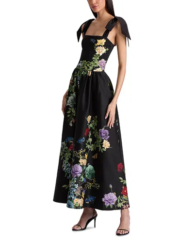 Alice And Olivia Oriana Tie Strap Drop-waist Midi Dress In Black