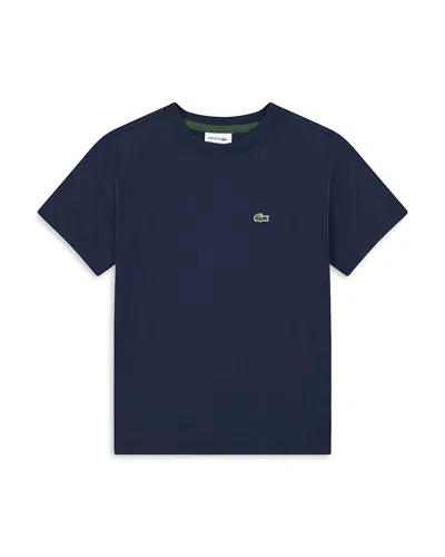 Lacoste Logo-patch Cotton T-shirt In Blue