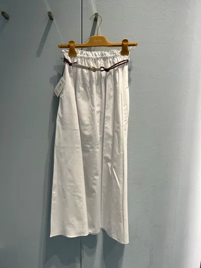Miu Miu Belted Poplin Skirt In White