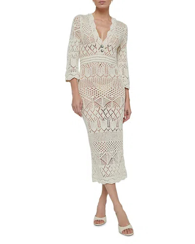 L Agence Doive Pointelle Midi Dress In White