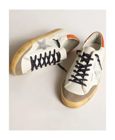 Golden Goose Super-star Penstar With Silver Star And Orange Heel Tab