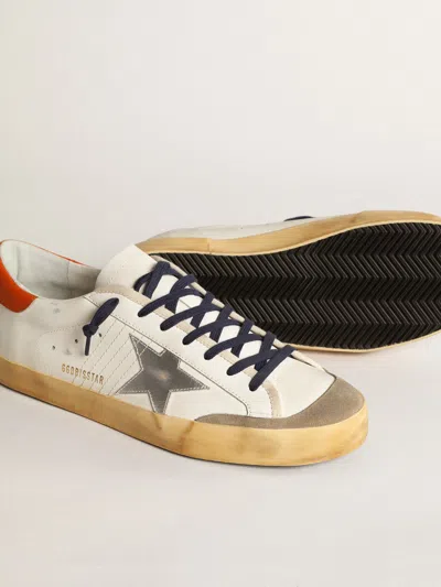 Golden Goose Super-star Penstar With Silver Star And Orange Heel Tab