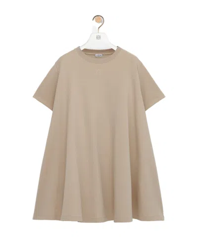 Loewe Trapeze Dress In Cotton Blend In Neutral