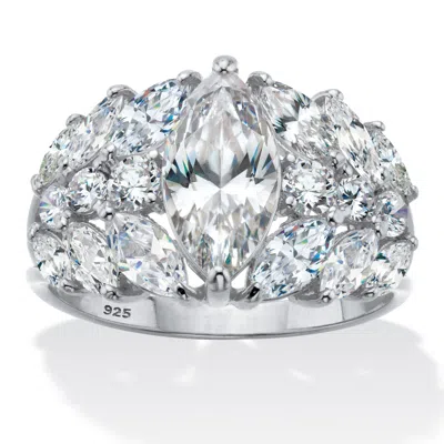 Palm Beach Jewelry 4.44 Cttw. Marquise Cut Cubic Zirconia Platinum Plated Silver Engagement Ring