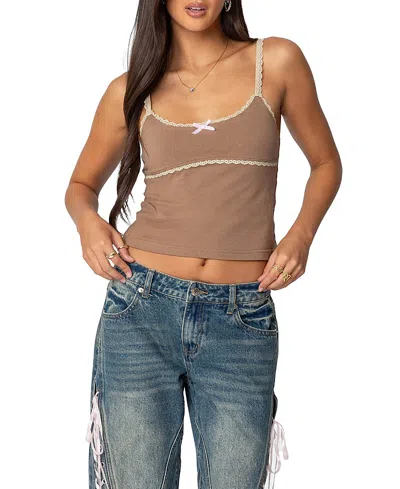 Edikted Elin Lace Trim Tank Top