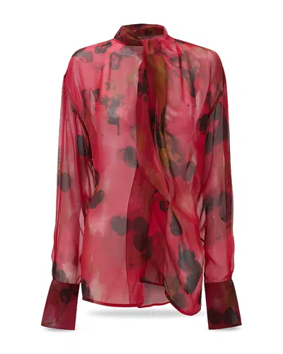 Victoria Beckham Floral-print Blouse In Red