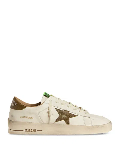 Golden Goose Stardan White Leather Sneakers With Green Star And Heel