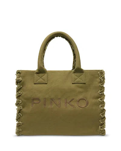 Pinko Beach Shopping Blue Cotton Canvas Handbag
