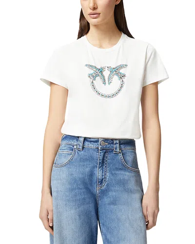 Pinko Embellished Love Birds T-shirt In White