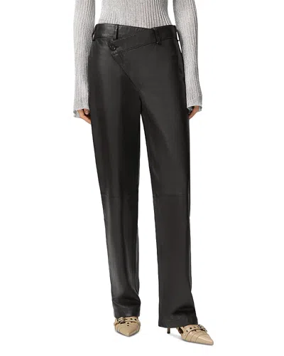 Pinko Leather Slim-fit Trousers In Black