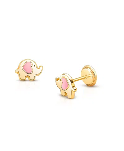 Tiny Blessings Girls' 14k Gold Little Elephant Studs Screw Back Earrings In Gold