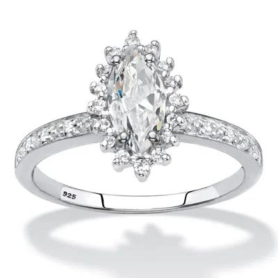 Palm Beach Jewelry 1.60 Cttw. Platinum-plated Silver White Sapphire Diamond Accent Halo Ring