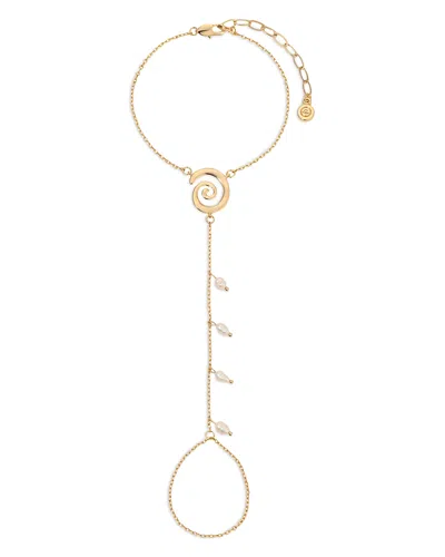 Ettika Aura Cultured Freshwater Pearl Hand Chain In Gold