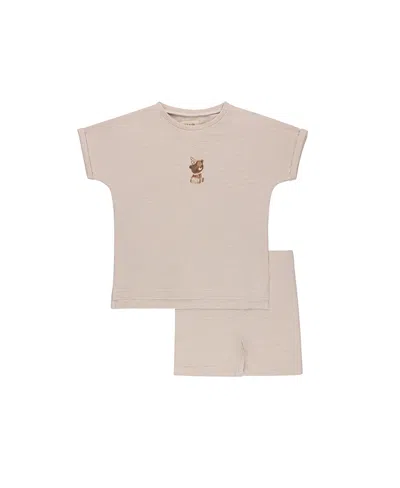 Ely's & Co. Boys' Organic Bear Collection French Terry Tee And Short Set - Baby, Little Kid In Neutral