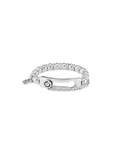 Unode50 Sterling Silver Plated Beaded With A Central Link Bracelet