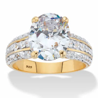 Palm Beach Jewelry 5.96 Cttw. Oval Cubic Zirconia 14k Gold-plated Sterling Silver Engagement Ring