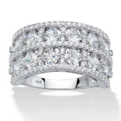 Palm Beach Jewelry 3.42 Cttw. Princess-cut And Round Cz Platinum-plated Silver Anniversary Ring