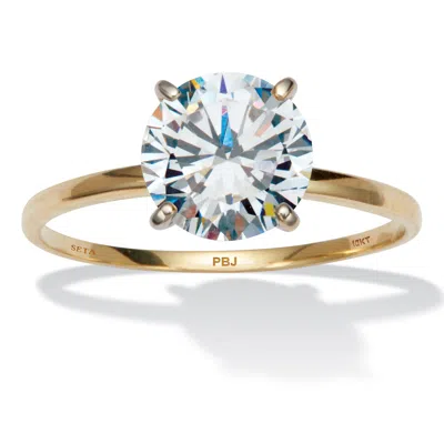Palm Beach Jewelry 3 Tcw Round Cubic Zirconia 10k Gold-plated Solitaire Engagement Ring, Sizes 5-10