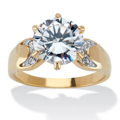 Palm Beach Jewelry 4 Tcw Cubic Zirconia And Crystal Accents Gold Ion-plated Stainless Steel Ring