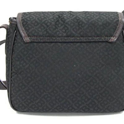 Pre-owned Bally Black Dark Brown Nylon Canvas Leather Shoulder Bag ()