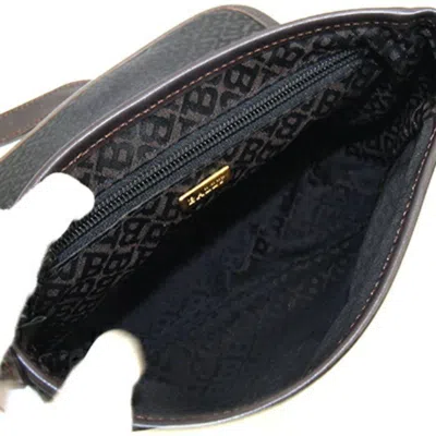 Pre-owned Bally Black Dark Brown Nylon Canvas Leather Shoulder Bag ()