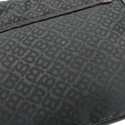 Pre-owned Bally Black Dark Brown Nylon Canvas Leather Shoulder Bag ()