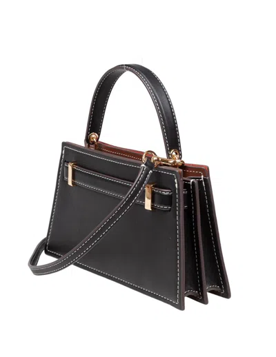 Tory Burch Lee Radziwill Mini Leather Handbag In Black